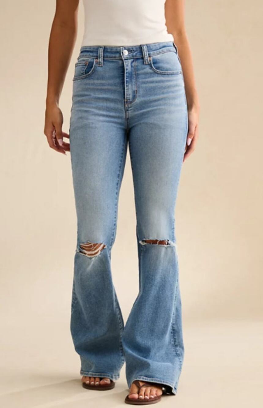 American Eagle The Dolly Jean Super High-Waisted Flare Stretch Sz 4 27 W 4248